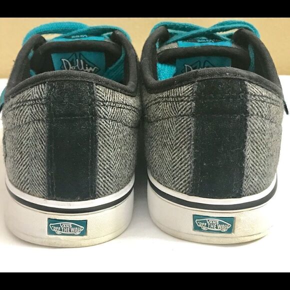 Vans Off the Wall Wool Blk/Whi Teal Laces WMS SZ 5 - Picture 4 of 8